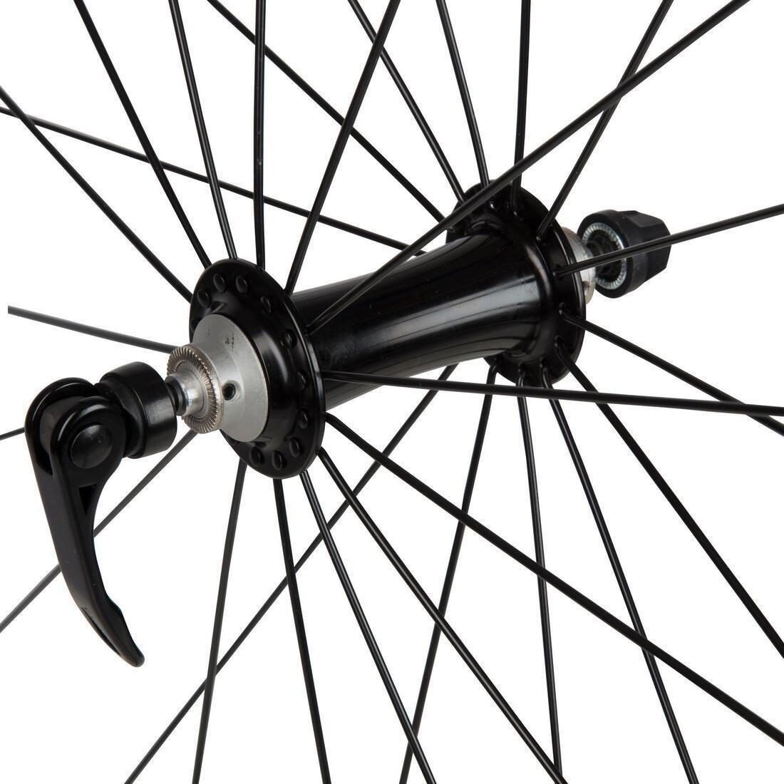 Triban 520 700 Double-Walled Front Road Bike Wheel, Black, No Color, large image number 4