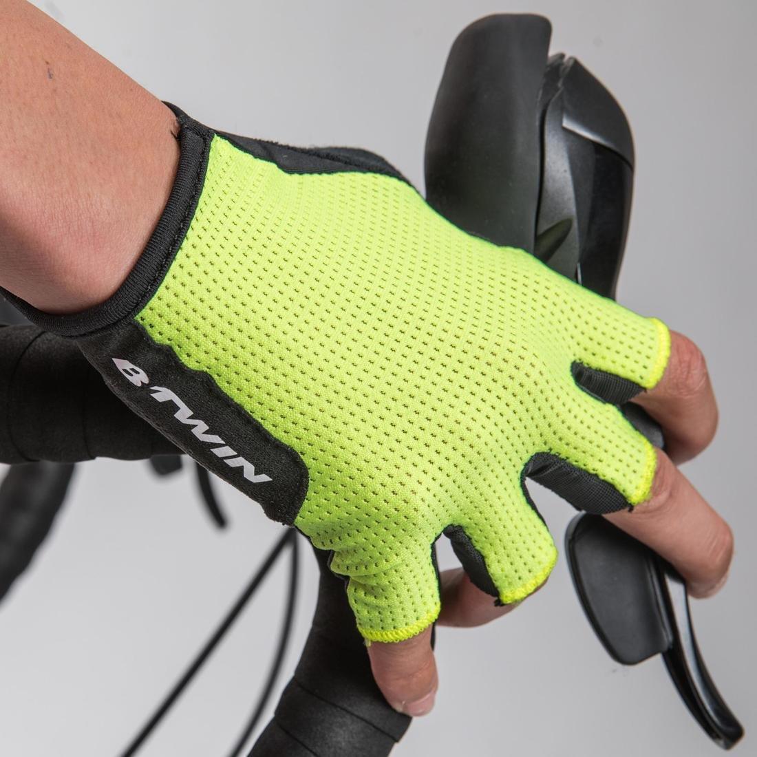 Road Cycling Glove500, Fluo Lime Yellow, , large image number 1