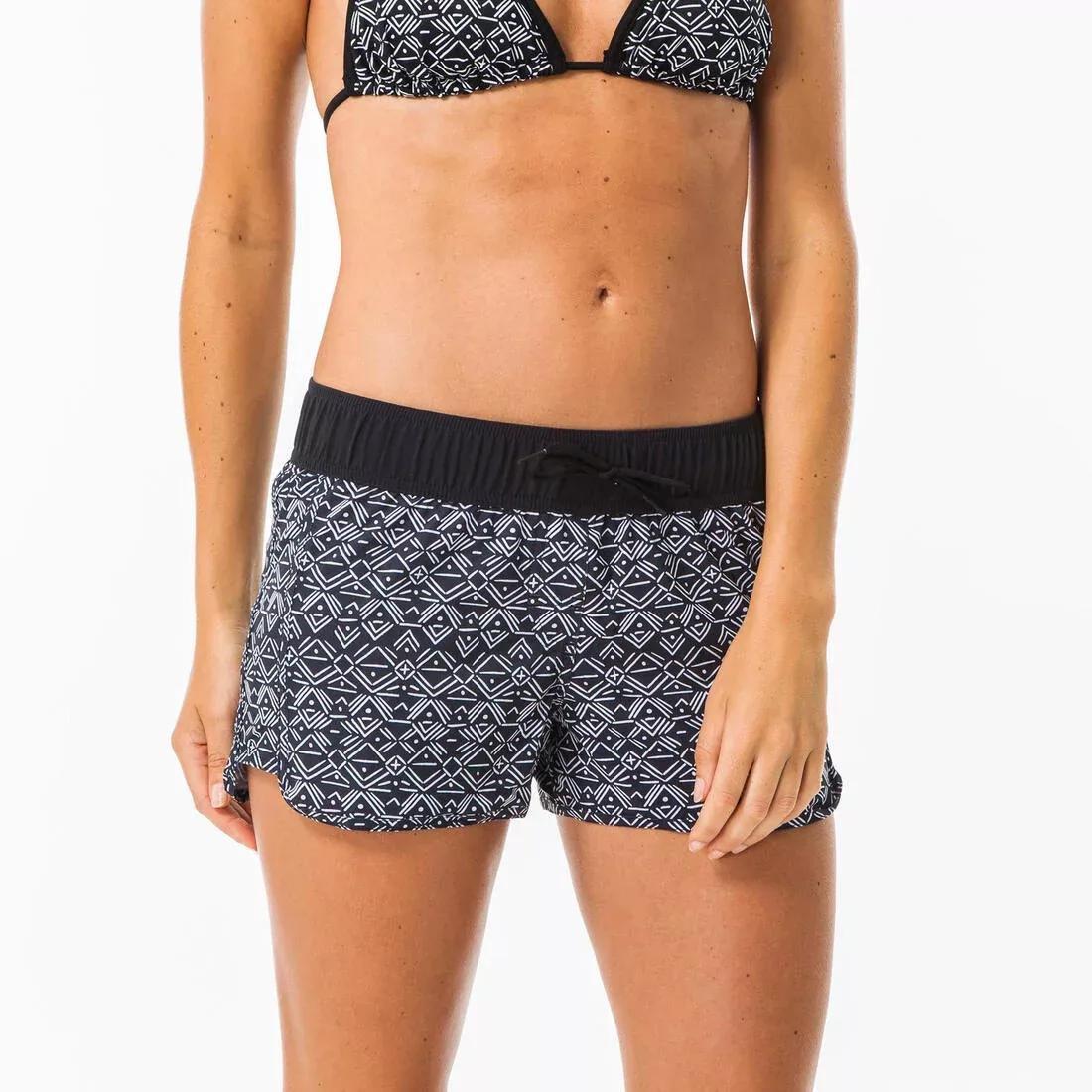 Women's Boardshorts With Elastic Waistband And Drawstring Tini Ethni, Black, , large image number 0