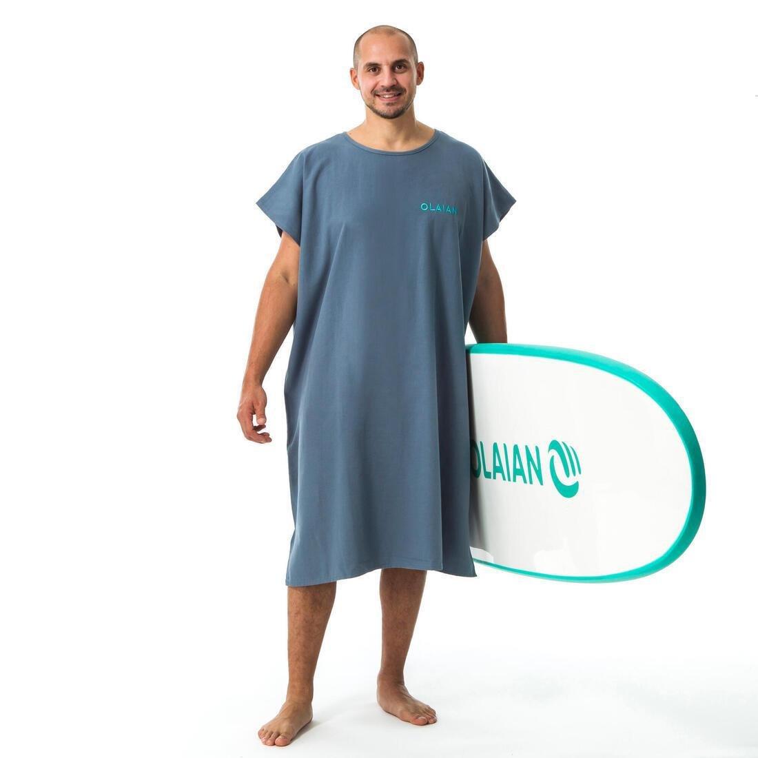 Adult Surf Poncho 100, Blue Grey, No Color, large image number 1