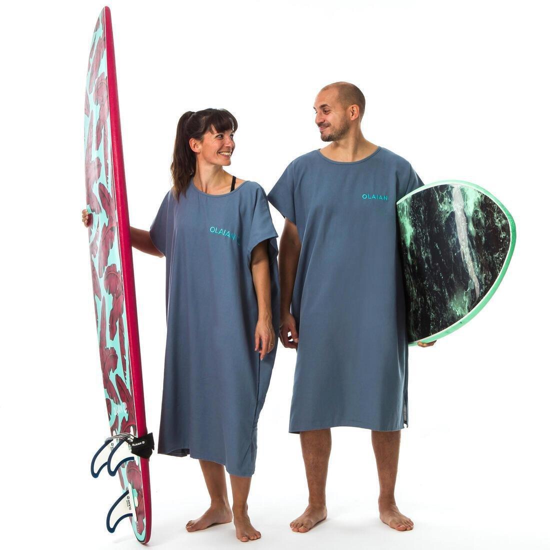 OLAIAN - Adult Surf Poncho 100, Blue Grey