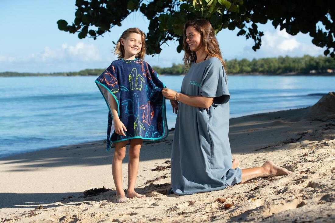 Adult Surf Poncho 100, Blue Grey, No Color, large image number 12