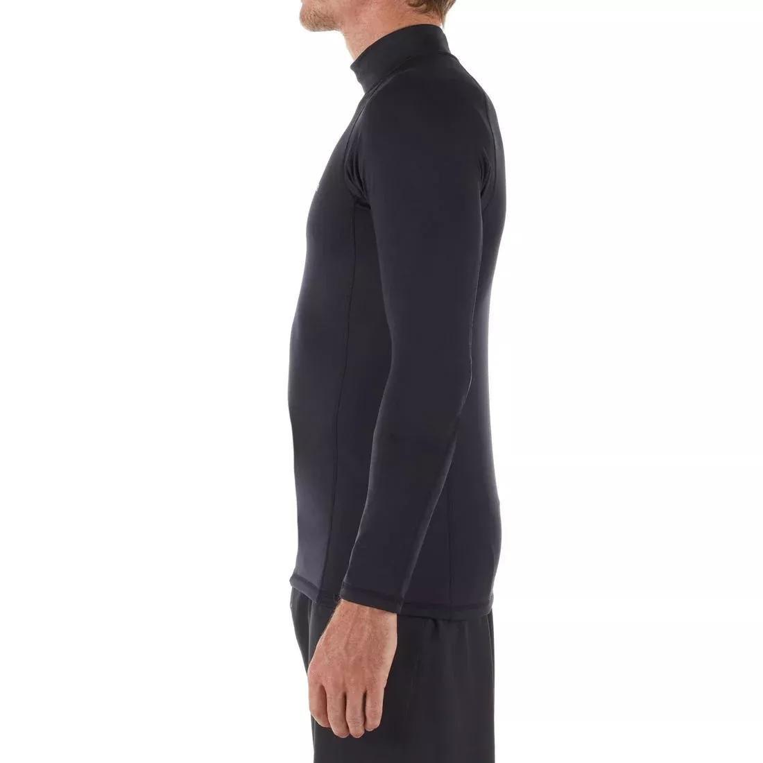 BLACK Men's surfing long-sleeve thermal fleece top T-shirt 900 - Black, No Color, medium