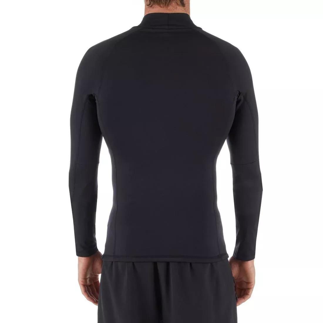 BLACK Men's surfing long-sleeve thermal fleece top T-shirt 900 - Black, , large image number 2