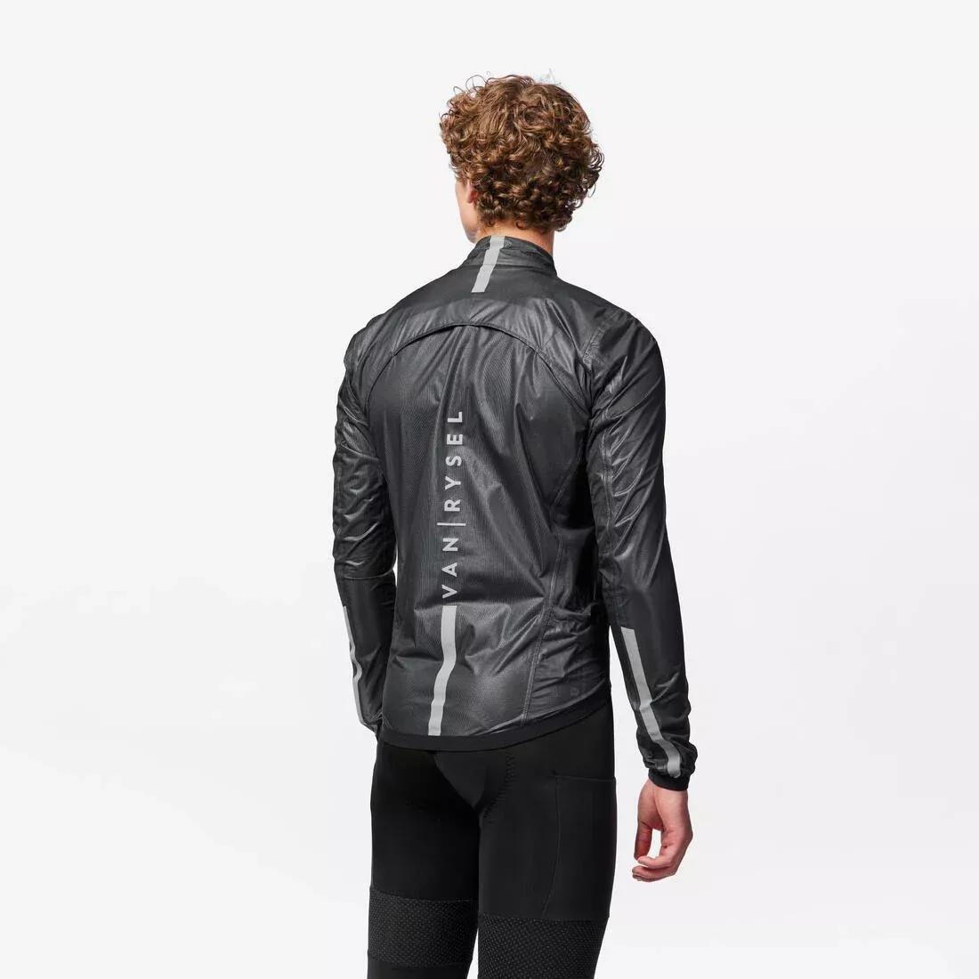 BLACK Men's Long-Sleeved Road Cycling Rain Jacket Racer Ultralight - Black, 5401_000, medium