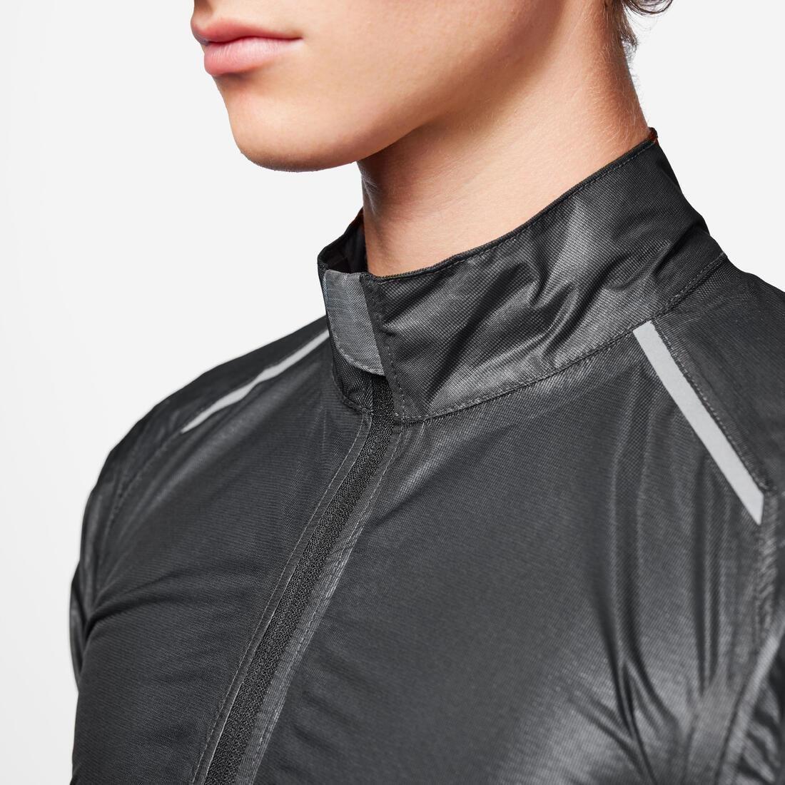 Men's Long-Sleeved Road Cycling Rain Jacket Racer Ultralight - Black, , large image number 4