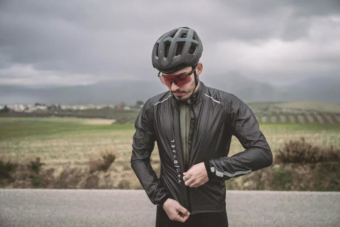 Men's Long-Sleeved Road Cycling Rain Jacket Racer Ultralight - Black, , large image number 7