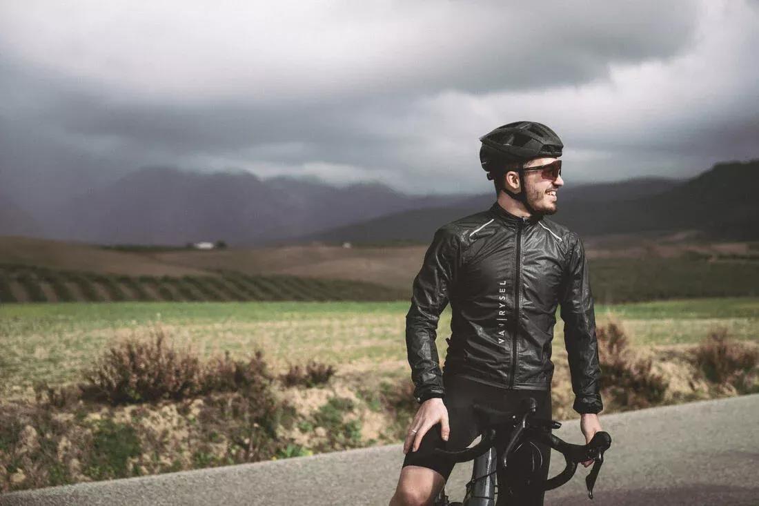 Men's Long-Sleeved Road Cycling Rain Jacket Racer Ultralight - Black, , large image number 9