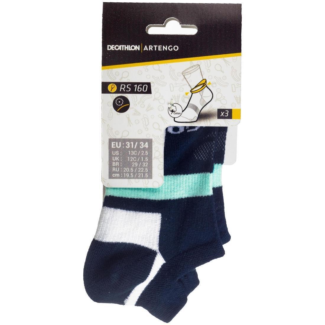 Kids' Low Tennis Socks Tri-Pack RS 160 Navy-White, , large image number 12