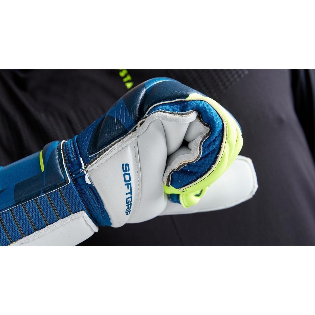 Unisex Football Goalkeeper Gloves F500, Blue, , large image number 8