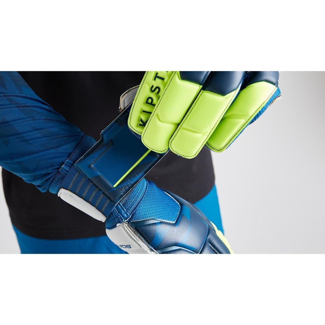 Unisex Football Goalkeeper Gloves F500, Blue, , large image number 9