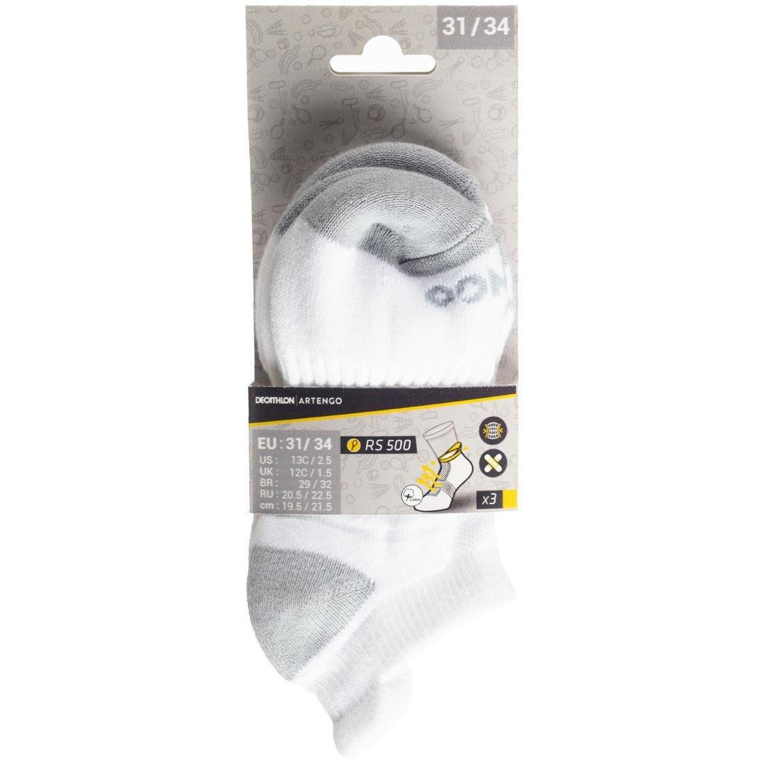 Kids Unisex Low Tennis Socks Tri-Pack - RS 500 , White, No Color, large image number 9