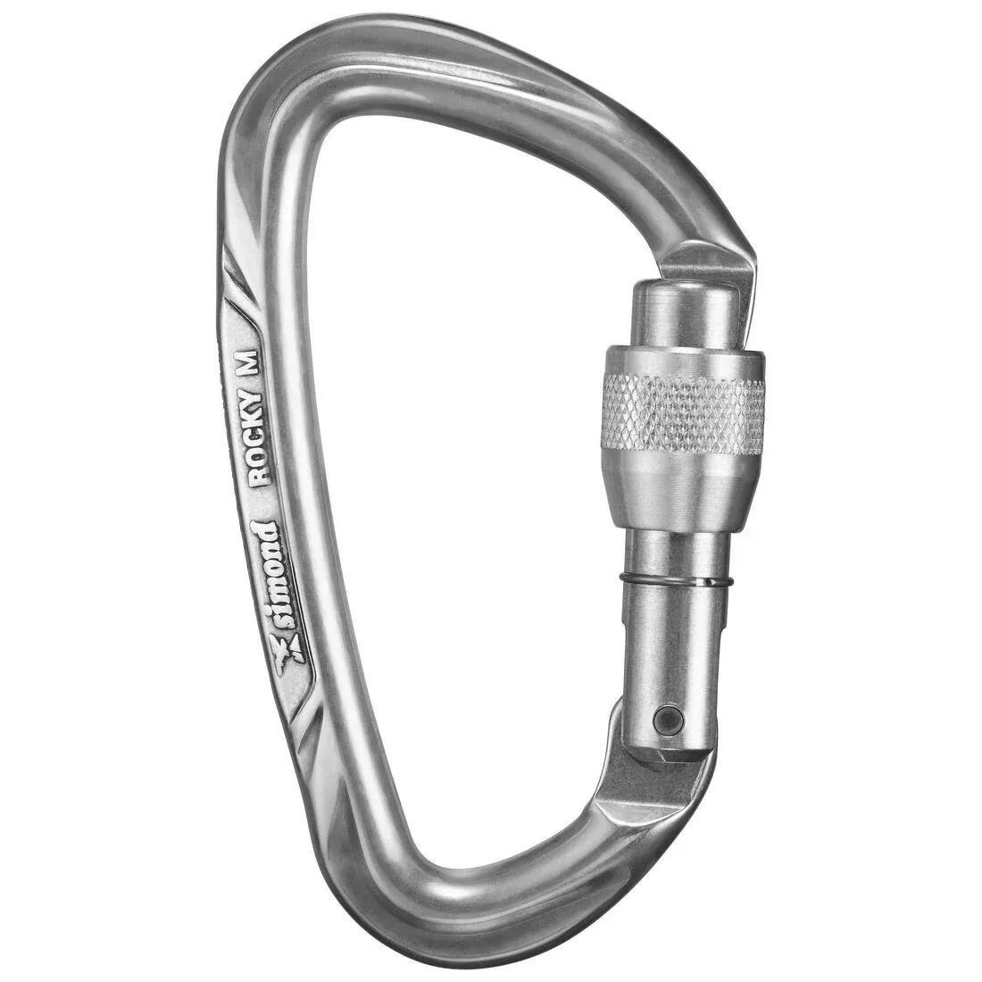 DEFAULT CLIMBING AND MOUNTAINEERING SCREWGATE CARABINER - ROCKY M POLISHED, , medium