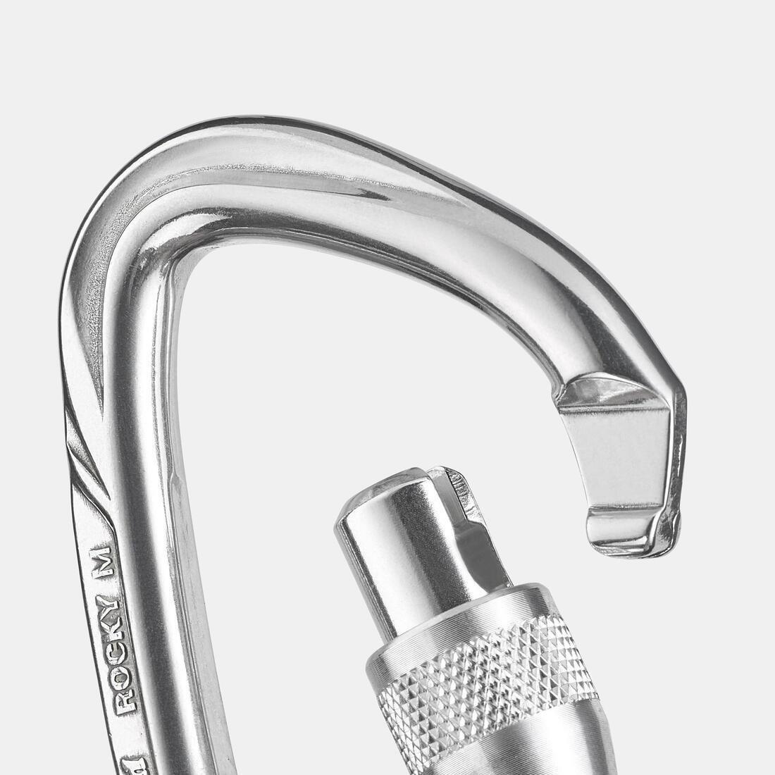 DEFAULT CLIMBING AND MOUNTAINEERING SCREWGATE CARABINER - ROCKY M POLISHED, No Color, large image number 1