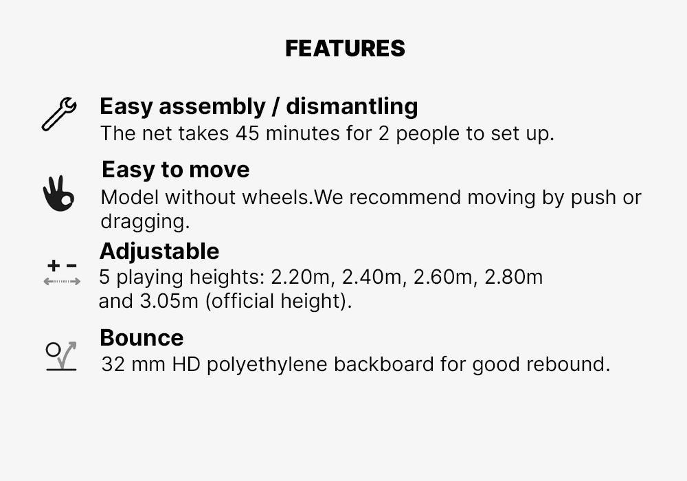 B100Kids/Adult Basketball Basket - Black Adjusts From 2.2M To 3.05M, No Color, large image number 15