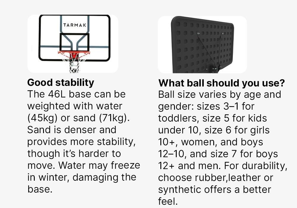 B100Kids/Adult Basketball Basket - Black Adjusts From 2.2M To 3.05M, No Color, large image number 17
