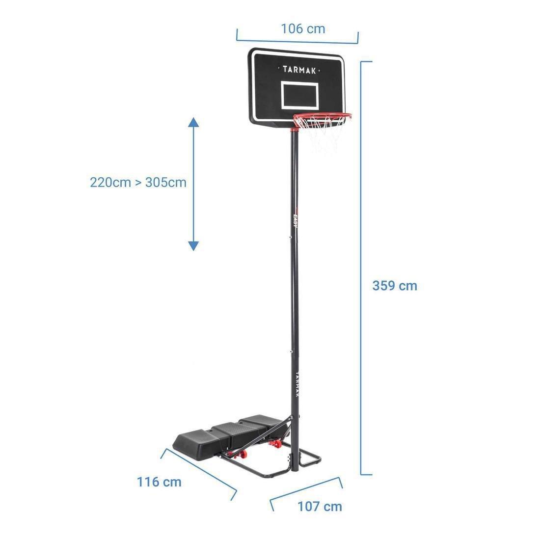 Basketball Hoop with Adjustable Stand (from 2.20 to 3.05m) - B100 Easy - Black, No Color, medium