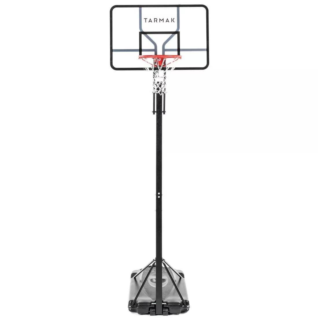 BLACK Basketball Hoop By Tarmak - 2.40m to 3.05m With Easy Adjustment, No Color, medium