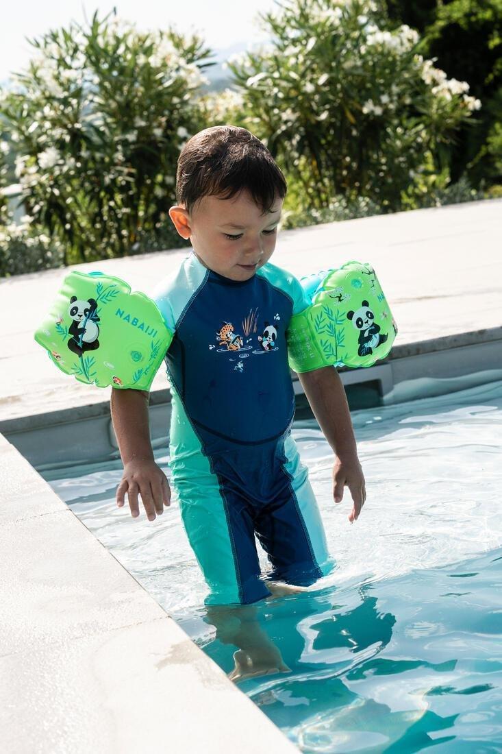 Kids Girls Uv-Protection Wetsuit Kloupi Panda Print, Green, No Color, large image number 5