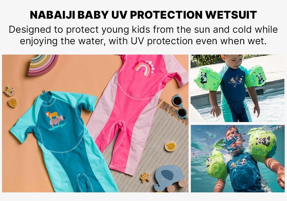 Kids Girls Uv-Protection Wetsuit Kloupi Panda Print, Green, No Color, large image number 18