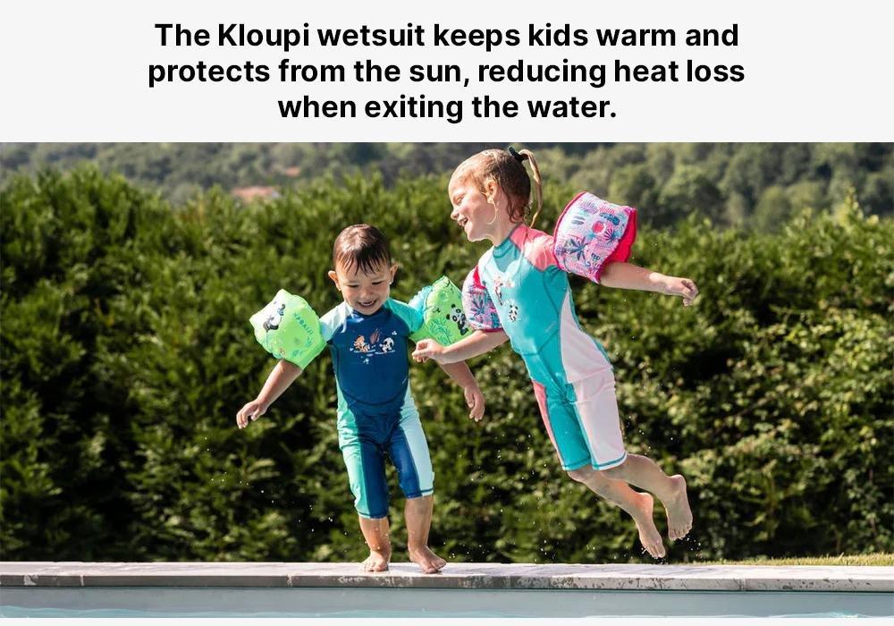 Kids Girls Uv-Protection Wetsuit Kloupi Panda Print, Green, No Color, large image number 19