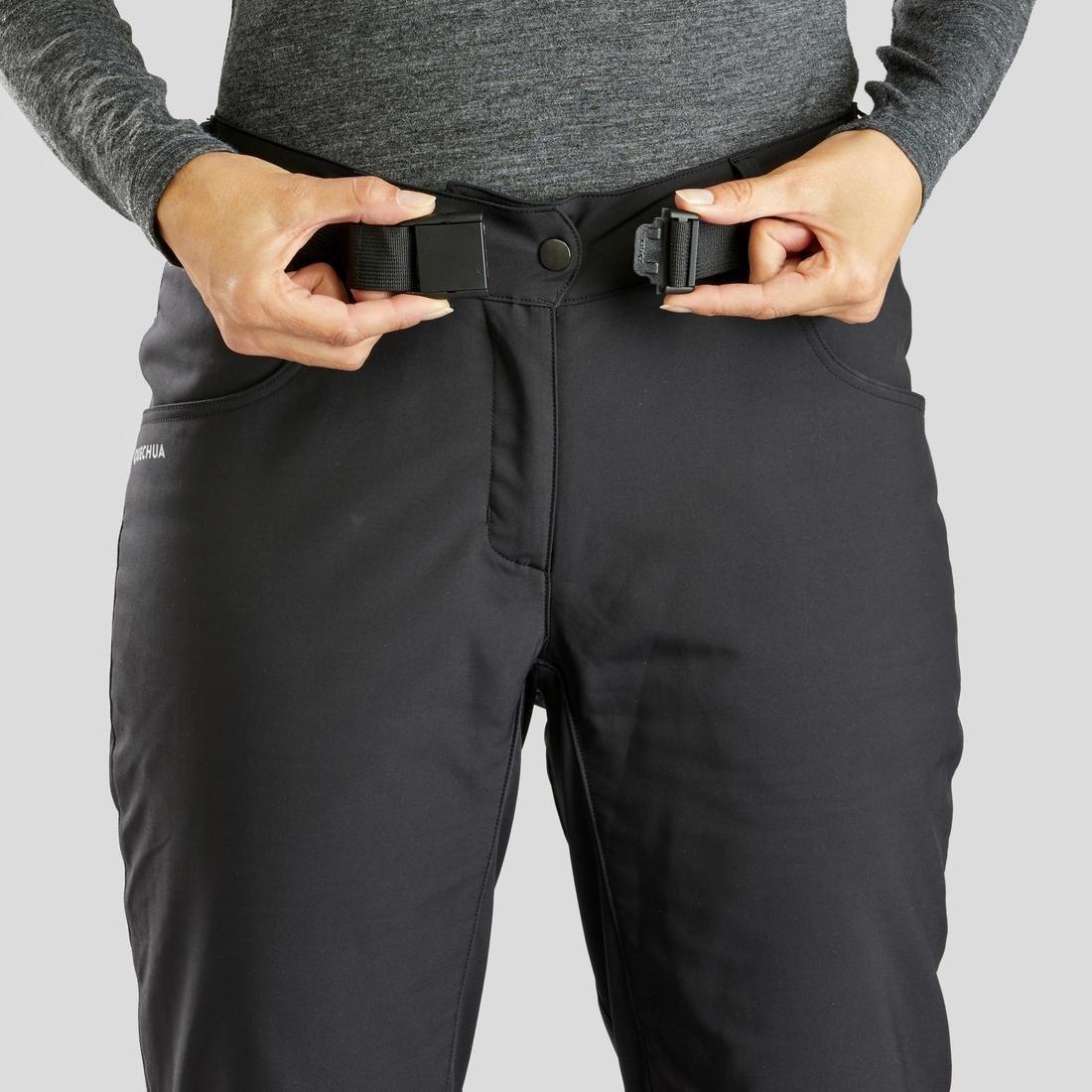 Women Warm Water-Repellent Walking Trousers - Sh500, Carbon Grey, No Color, large image number 4