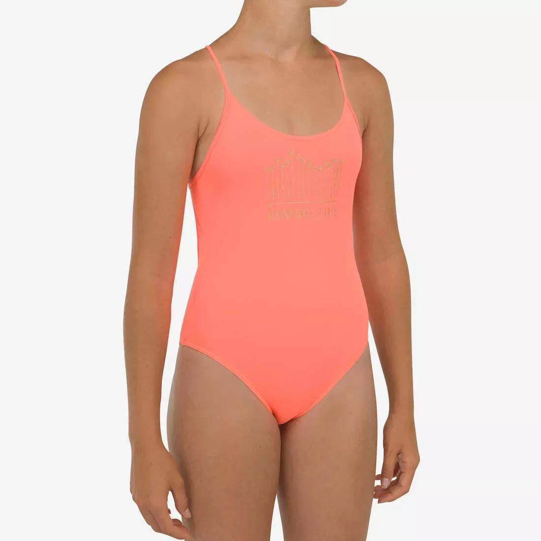 Kids Girls One-Piece Swimsuit - 100, Pink, , large image number 1