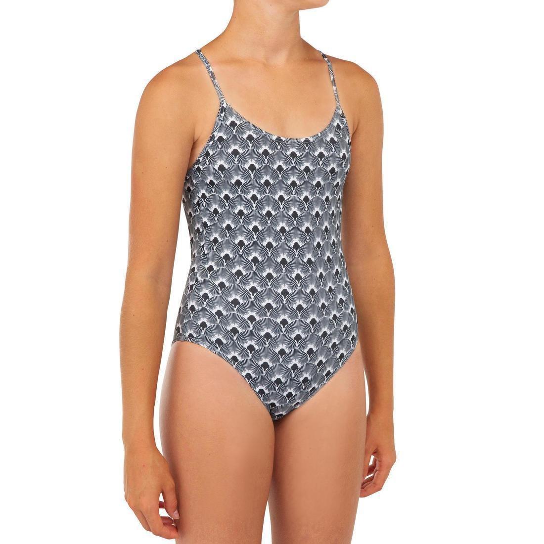 Kids Girls One-Piece Swimsuit - 100, Black, , large image number 0