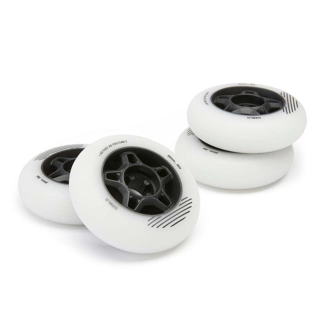 Adult 80mm 80A Fitness Inline Skating Wheels - Fit 4-Pack, White, 5401_000, medium