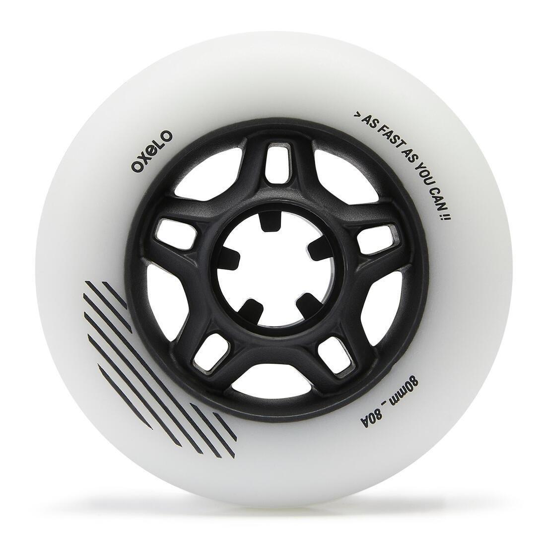 Adult 80mm 80A Fitness Inline Skating Wheels - Fit 4-Pack, White, 5401_000, medium
