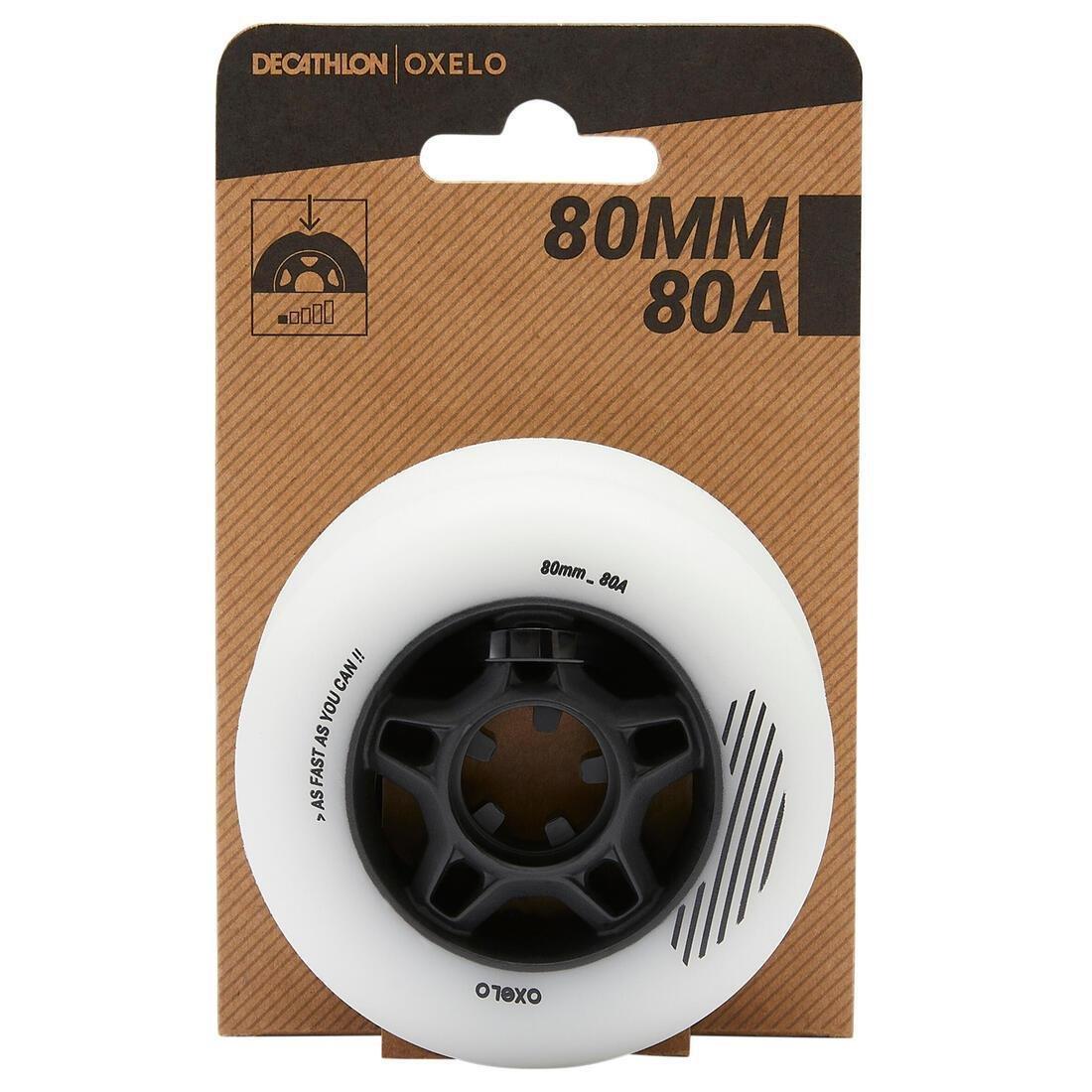 Adult 80mm 80A Fitness Inline Skating Wheels - Fit 4-Pack, White, 5401_000, large image number 2