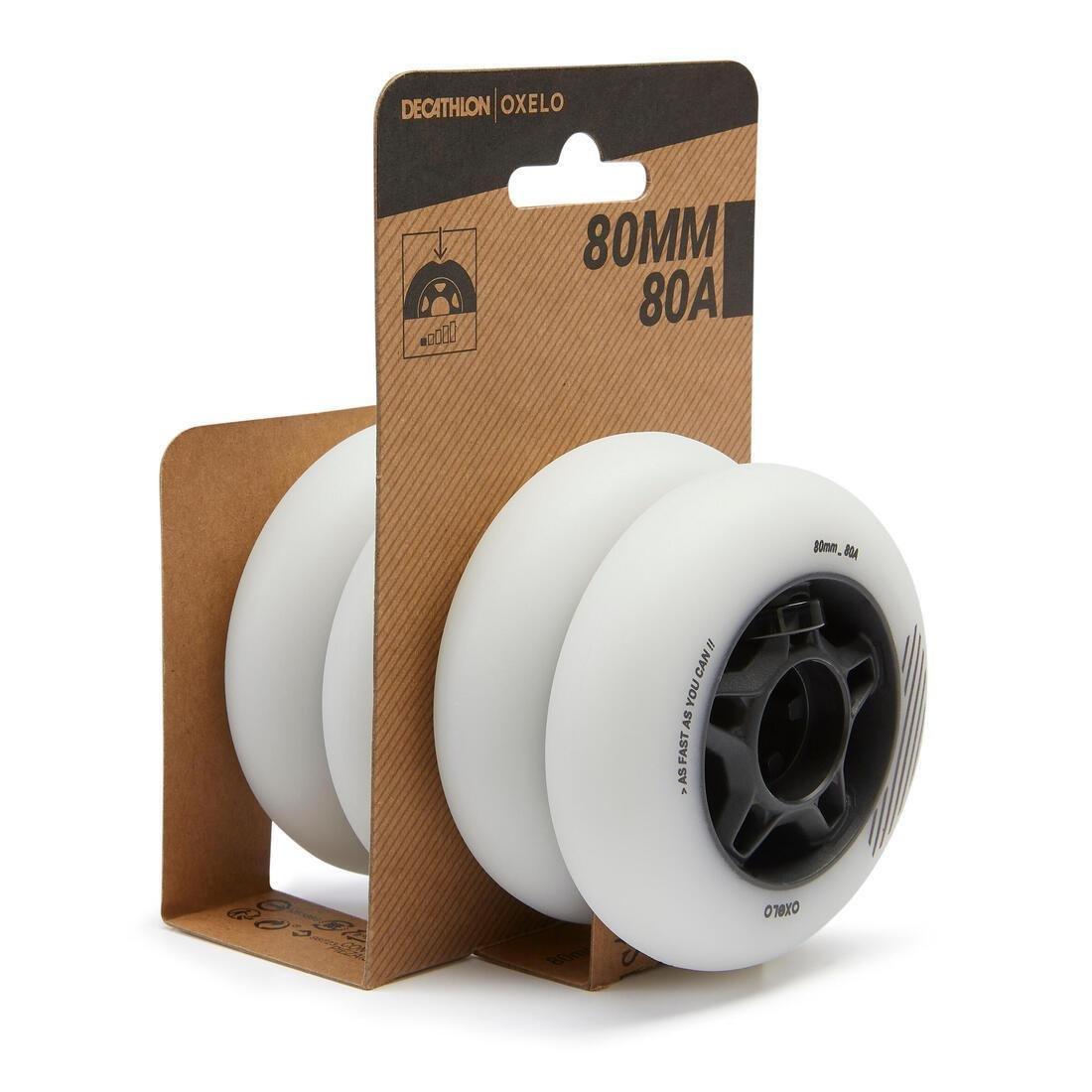 Adult 80mm 80A Fitness Inline Skating Wheels - Fit 4-Pack, White, 5401_000, large image number 5