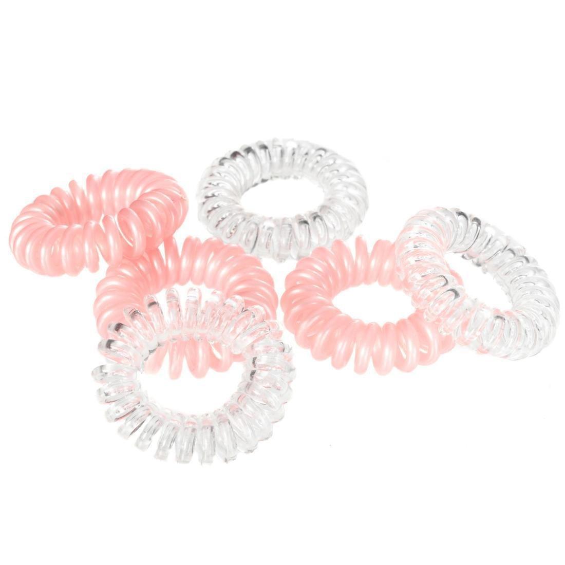 DOMYOS - Fitness Hair Scrunchy 6-Pack, Pink/Transparent