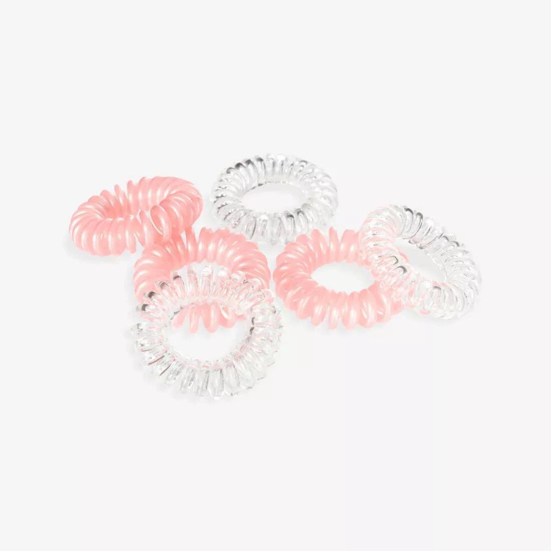 DOMYOS - Fitness Hair Scrunchy 6-Pack, Pink/Transparent