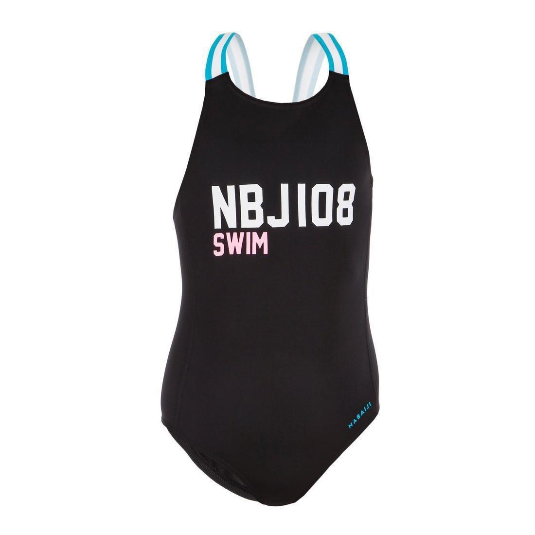 Kids Girls 1-Piece Swimsuit - Vega Nbji, Black, No Color, large image number 3