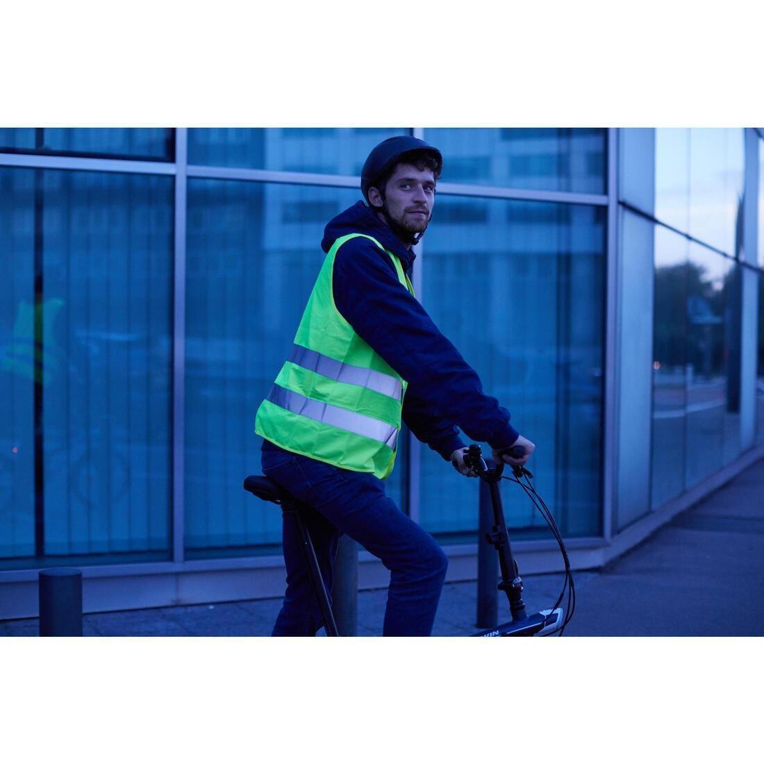 500 Adult Hi-Vis Cycling Gillet - En1150, Fluo Yellow, No Color, large image number 3