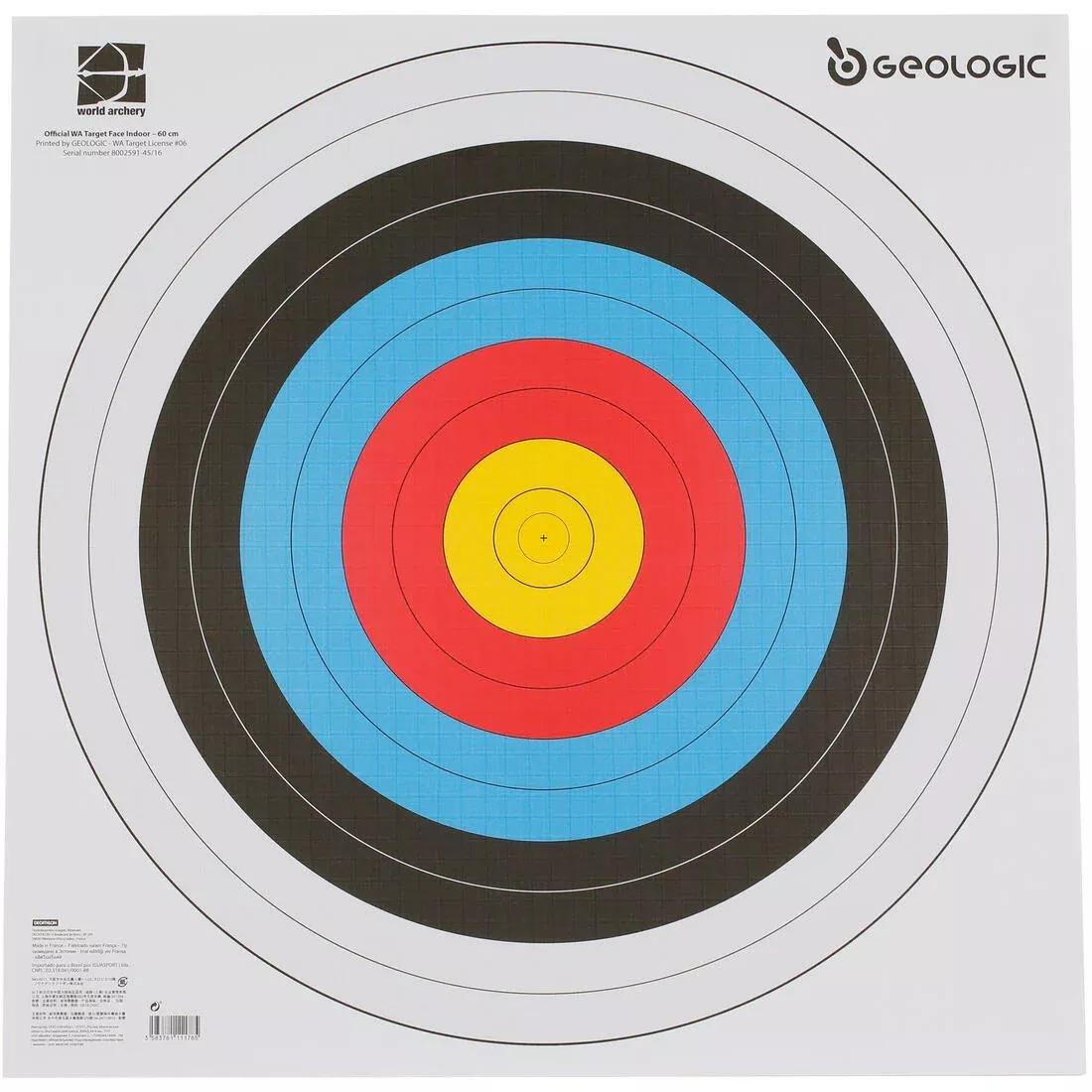 5 Archery Target Faces 60X60, Multicolour, , medium