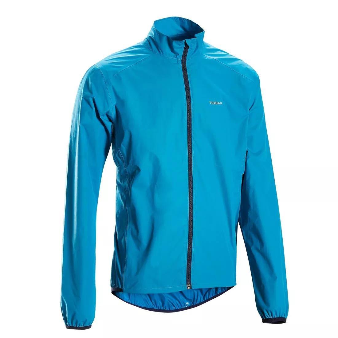 Rc100Mens Waterproof Cycling Jacket, Teal Blue, , large image number 0