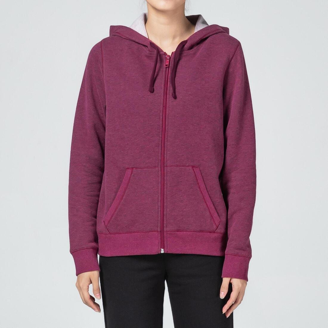 Women Warm Zipper Fitness Hoodie, Black, , large image number 1
