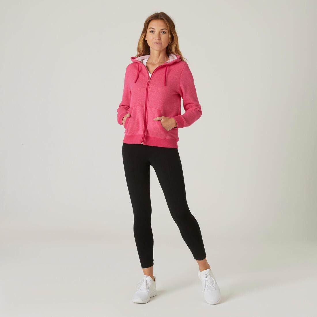 Women Warm Zipper Fitness Hoodie, Black, , large image number 4