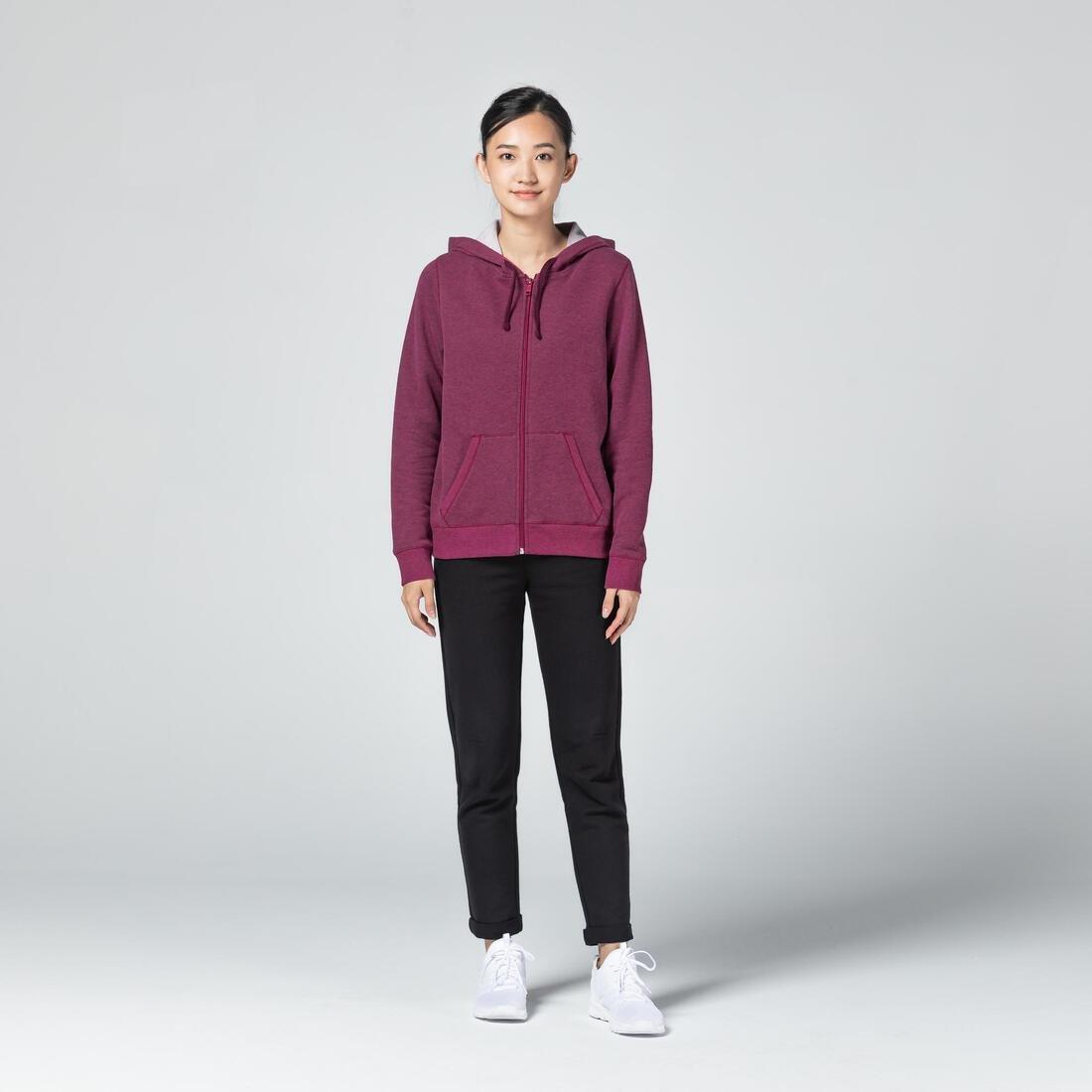 Women Warm Zipper Fitness Hoodie, Black, , large image number 10
