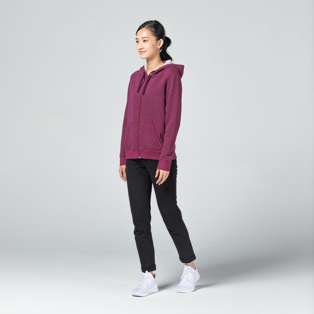 Women Warm Zipper Fitness Hoodie, Black, , large image number 11