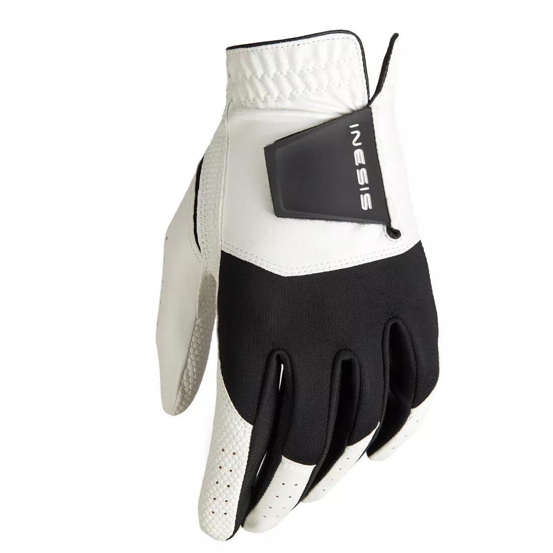 INESIS - Men's golf right-handed glove - 100 white and black, snow white