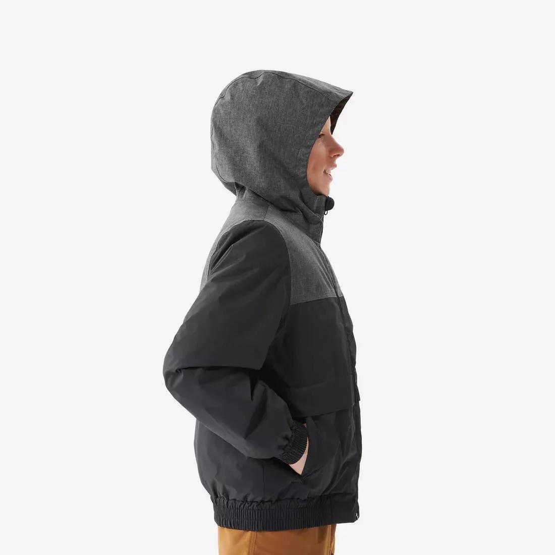 BLACK KIDS' WARM AND WATERPROOF WINTER HIKING JACKET - SH100 -3.5?�C - 7-15 YEARS, , large image number 5