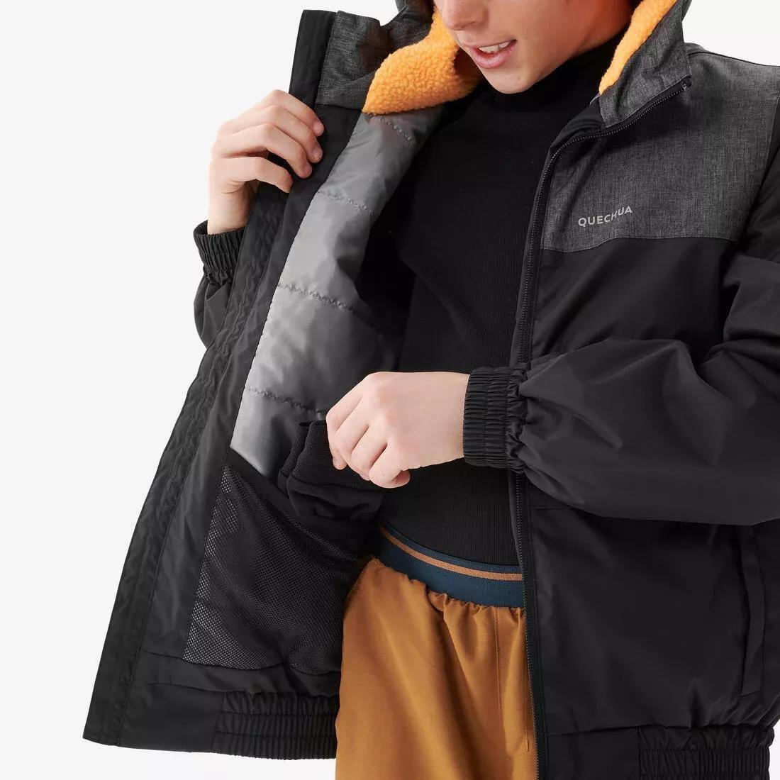 BLACK KIDS' WARM AND WATERPROOF WINTER HIKING JACKET - SH100 -3.5?�C - 7-15 YEARS, , large image number 7