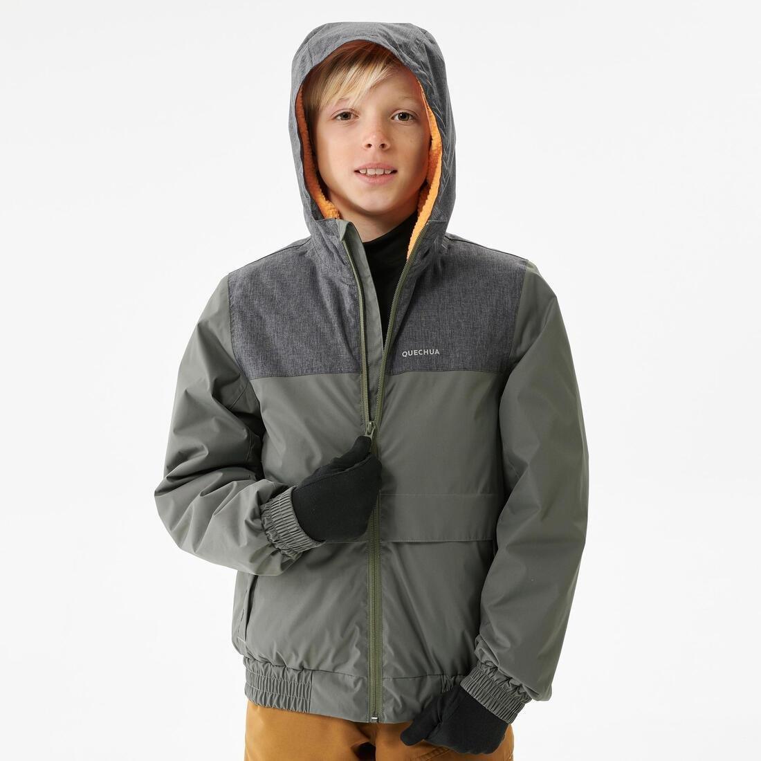 Kids Waterproof Winter Hiking Jacket Sh100 X-Warm -1C, Khaki Brown, , large image number 2