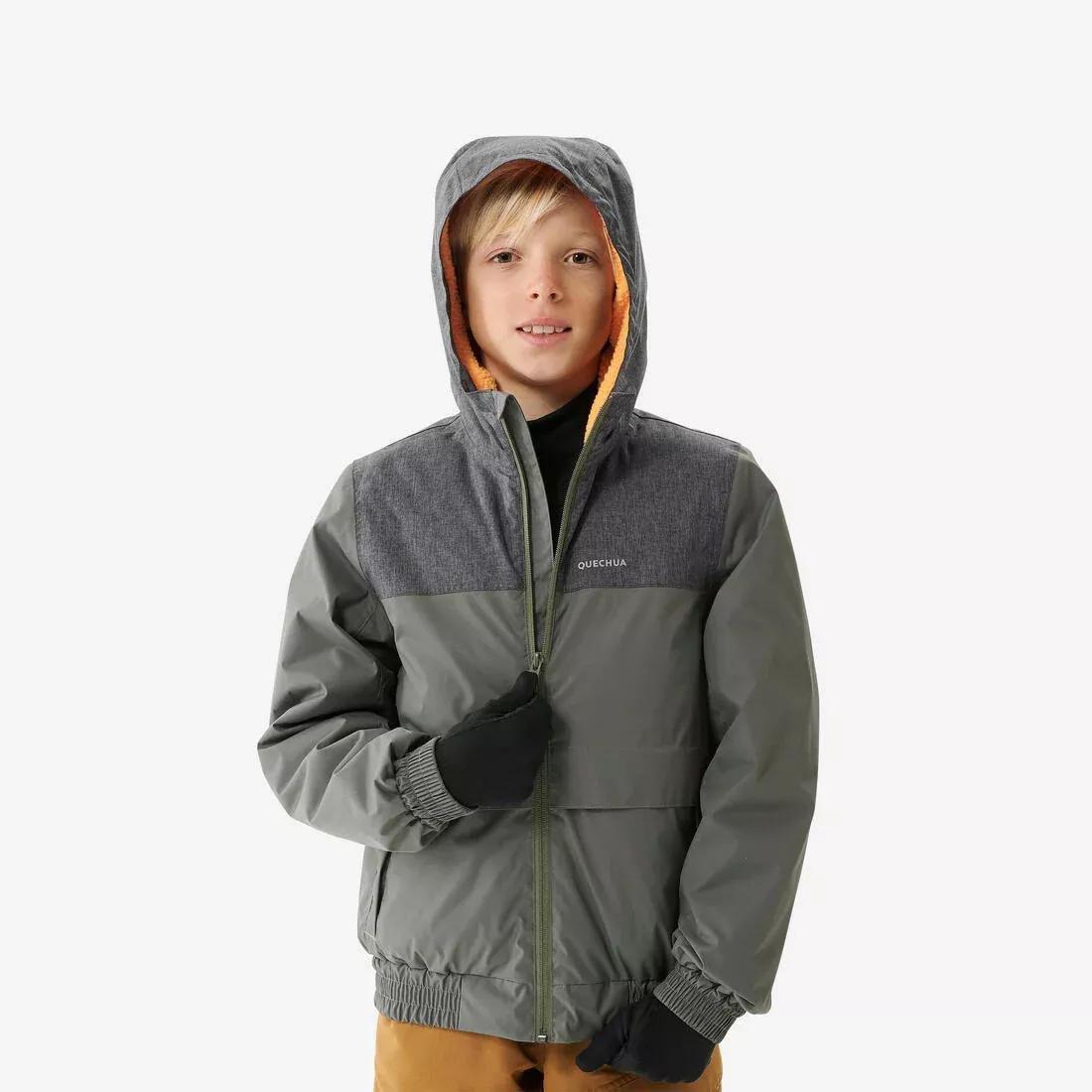 Kids Waterproof Winter Hiking Jacket Sh100 X-Warm -1C, Khaki Brown, , large image number 11