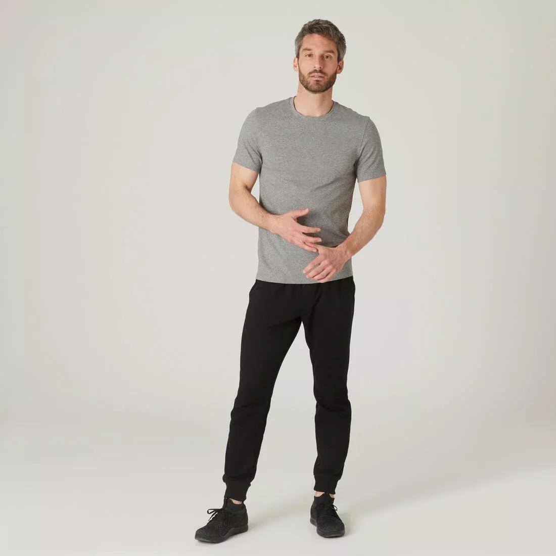 Slim Fit Stretch Cotton Fitness T-Shirt, Grey, , large image number 0