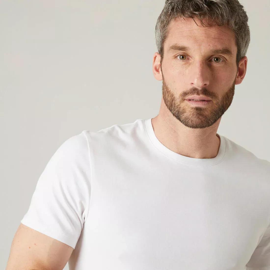 Slim Fit Stretch Cotton Fitness T-Shirt, Snow White, , medium