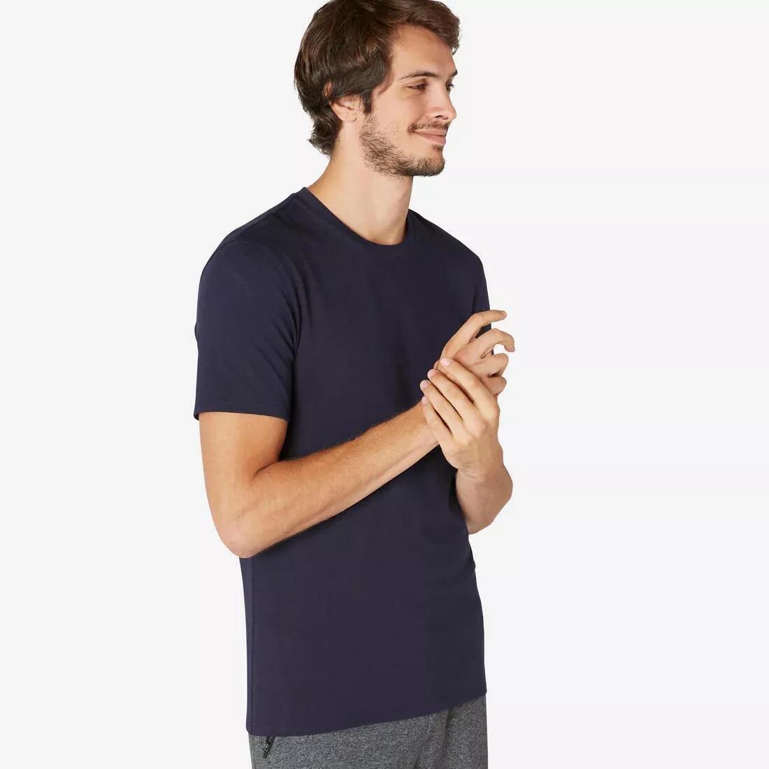 Men Slim-Fit Stretch Cotton Fitness T-Shirt, Asphalt Blue, , large image number 0
